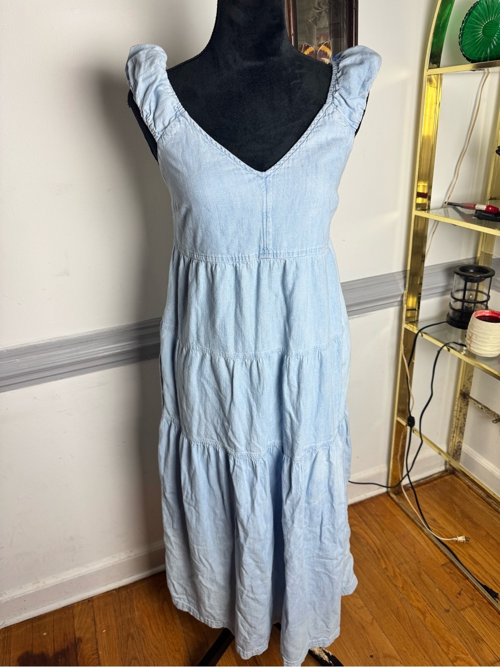 Old Navy Light Blue Tiered V-Neck Maxi Dress